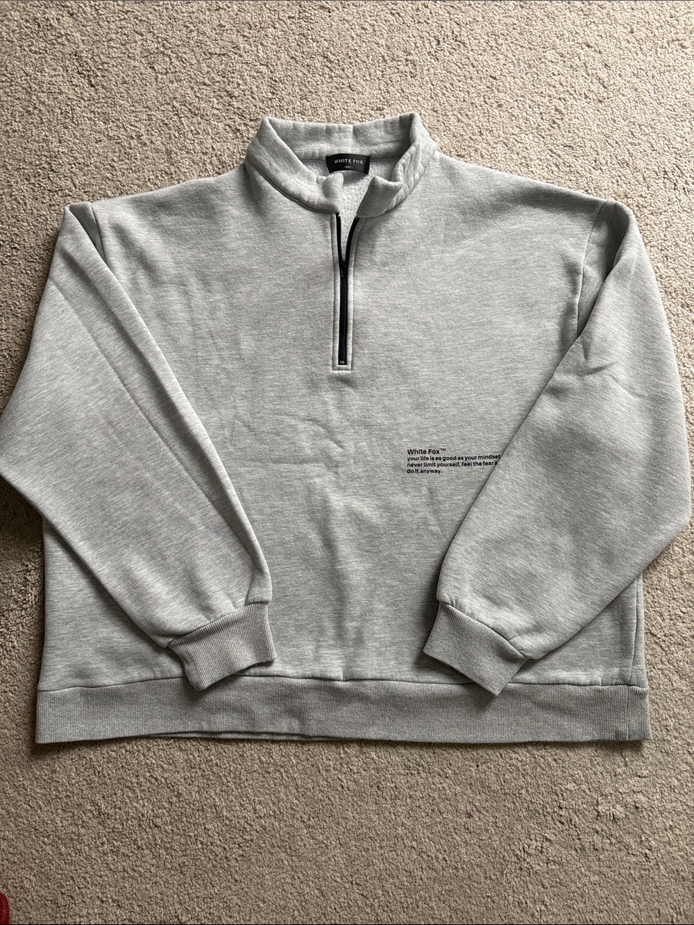 White Fox Light Gray Quarter-Zip Pullover
